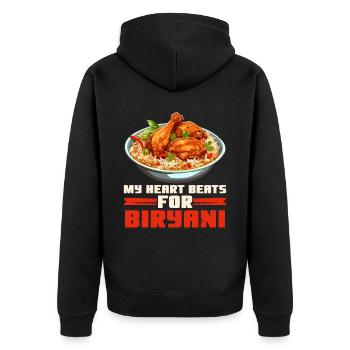 Biryani Lover Indian Food Desifood India Rice - Veste à capuche bio Premium Unisexe - noir - Dos - Nico (187cm)