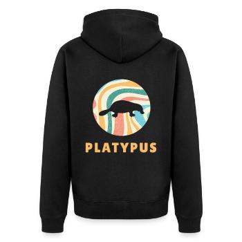Schnabeltier Platypus - Unisex Premium Bio Zip Hoodie - Schwarz - Hinten - Nico (187cm)