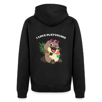 Platypus I Love Platypus Kids - Unisex Premium Organic Zip Hoodie - black - Back - Nico (187cm)