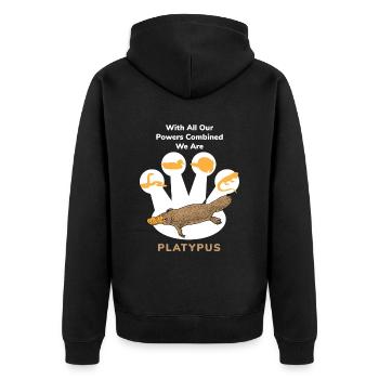 Schnabeltier Power Combined Platypus - Unisex Premium Organic Zip Hoodie - black - Back - Nico (187cm)
