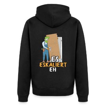 Es Eskaliert Eh Handwerker - Unisex Premium Bio Zip Hoodie - Schwarz - Hinten - Nico (187cm)