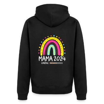 Mama 2024 Loading - Unisex Premium Bio Zip Hoodie - Schwarz - Hinten - Nico (187cm)