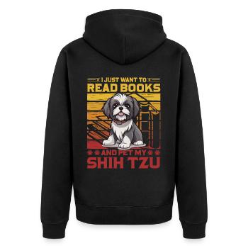 Je veux juste lire des livres et caresser mon Shih Tzu - Veste à capuche bio Premium Unisexe - noir - Dos - Nico (187cm)