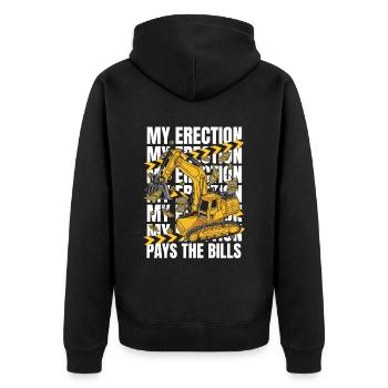 My Erection Pays The Bills Duty Cycle Crawler Crane Excavator - Unisex Premium Organic Zip Hoodie - black - Back - Nico (187cm)