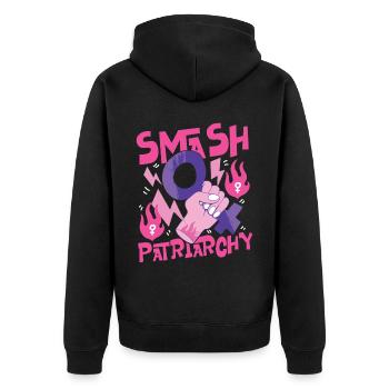 Feminist Smash Patriarchy - Unisex Premium Organic Zip Hoodie - black - Back - Nico (187cm)