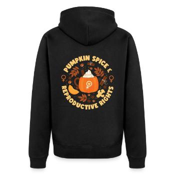 Feminist Fall Autumn Pumpkin Spice - Unisex Premium Bio Zip Hoodie - Schwarz - Hinten - Nico (187cm)