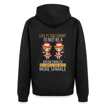 Gymnastik Design für Taktstock drehen - Unisex Premium Bio Zip Hoodie - Schwarz - Hinten - Nico (187cm)