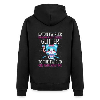 Gymnastik Design für Taktstock drehen - Unisex Premium Bio Zip Hoodie - Schwarz - Hinten - Nico (187cm)