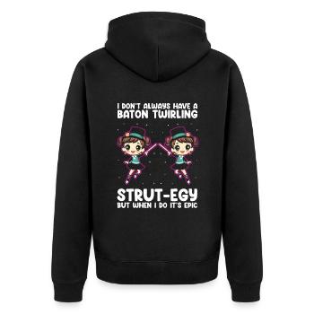 Stocktanz Design für Stabtänzerin - Unisex Premium Bio Zip Hoodie - Schwarz - Hinten - Nico (187cm)