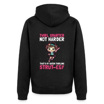 Professionelles Stabdänzerin für Majorette - Unisex Premium Bio Zip Hoodie - Schwarz - Hinten - Nico (187cm)