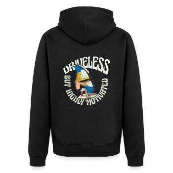 Wing Surf Wing Foil Flügelbrandung - Unisex Premium Bio Zip Hoodie - Schwarz - Hinten - Nico (187cm)