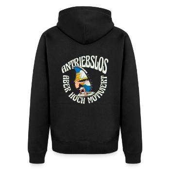 Wing Surf Wing Foil Flügelbrandung - Unisex Premium Bio Zip Hoodie - Schwarz - Hinten - Nico (187cm)