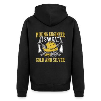 Engineer Cool Mining Engineer - Unisex Premium Organic Zip Hoodie - black - Back - Nico (187cm)