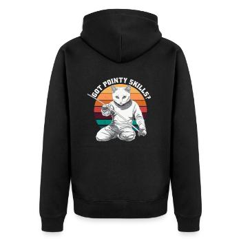 Katzen Fechter gamer lustiges Fechten Sport Katzen - Unisex Premium Bio Zip Hoodie - Schwarz - Hinten - Nico (187cm)