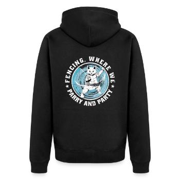Katzen Fechter gamer lustiges Fechten Sport Katzen - Unisex Premium Bio Zip Hoodie - Schwarz - Hinten - Nico (187cm)
