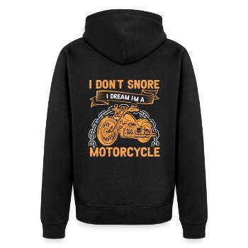 Je ne ronfle pas Je rêve que je suis un motard moto - Veste à capuche bio Premium Unisexe - noir - Dos - Nico (187cm)