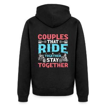 Couples That Ride Together Stay Together Biker - Unisex Premium Bio Zip Hoodie - Schwarz - Hinten - Nico (187cm)