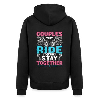 Couples That Ride Together Stay Together Biker - Unisex Premium Bio Zip Hoodie - Schwarz - Hinten - Nico (187cm)