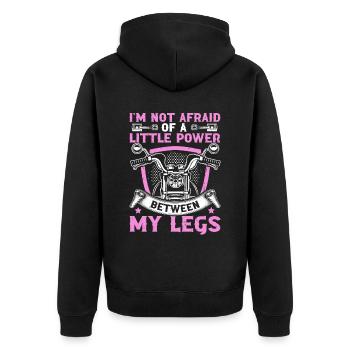 Je n’ai pas peur d’un peu de puissance entre mes jambes - Veste à capuche bio Premium Unisexe - noir - Dos - Nico (187cm)