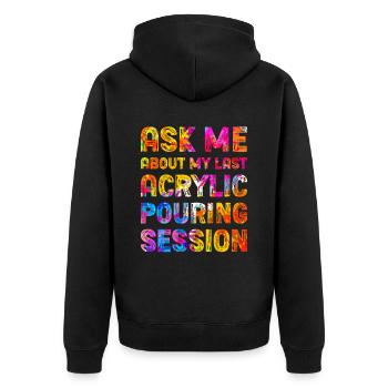 Fluid Painting Acrylic Pouring Session - Unisex Premium Bio Zip Hoodie - Schwarz - Hinten - Nico (187cm)