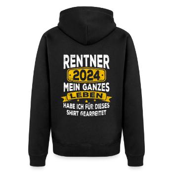 Rente Rentner 2024 Rentenbeginn Renteneintritt - Unisex Premium Bio Zip Hoodie - Schwarz - Hinten - Nico (187cm)