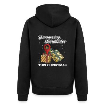 Geocaching Geocacher Weihnachten Geschenk - Unisex Premium Bio Zip Hoodie - Schwarz - Hinten - Nico (187cm)