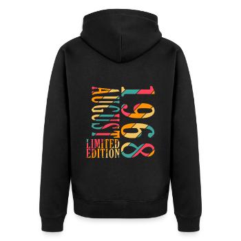 August 1968 Jahrestag August 1968 August - Unisex Premium Bio Zip Hoodie - Schwarz - Hinten - Nico (187cm)