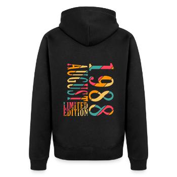 August 1988 Jahrestag August 1988 August - Unisex Premium Bio Zip Hoodie - Schwarz - Hinten - Nico (187cm)
