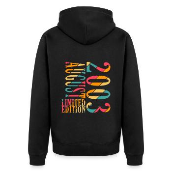 August 2003 Jahrestag August 2003 August - Unisex Premium Bio Zip Hoodie - Schwarz - Hinten - Nico (187cm)