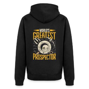 Goldschürfer Goldgräber Goldsucher - Unisex Premium Bio Zip Hoodie - Schwarz - Hinten - Nico (187cm)