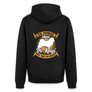 Ohne meinen Do Khyi Tibetmastiff Tibetdogge - Unisex Premium Bio Zip Hoodie - Schwarz - Hinten - Nico (187cm)