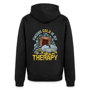 Goldschürfer Goldgräber Goldsucher - Unisex Premium Bio Zip Hoodie - Schwarz - Hinten - Nico (187cm)