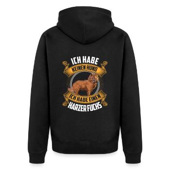 Harzer Fuchs kein Hund altdeutscher Hütefuchs - Unisex Premium Bio Zip Hoodie - Schwarz - Hinten - Nico (187cm)