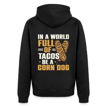 Corn Dog Lover Hot Dog Corndog Sausage Hotdog - Unisex Premium Organic Zip Hoodie - black - Back - Nico (187cm)