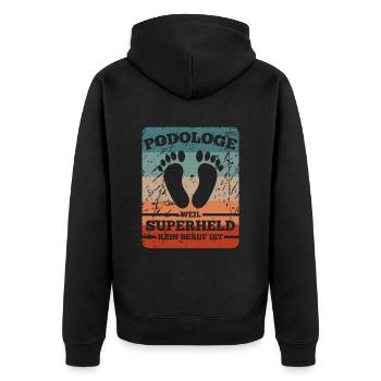 Podologe Fußpflege Pediküre Podologie Geschenke - Unisex Premium Bio Zip Hoodie - Schwarz - Hinten - Nico (187cm)