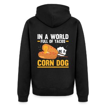 Corn Dog Lover Hot Dog Corndog Sausage Hotdog - Unisex Premium Organic Zip Hoodie - black - Back - Nico (187cm)