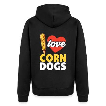 Corn Dog Lover Hot Dog Corndog Sausage Hotdog - Unisex Premium Organic Zip Hoodie - black - Back - Nico (187cm)