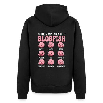 Viele Gesichter Von Blobfish-besitzern Blobfishes - Unisex Premium Bio Zip Hoodie - Schwarz - Hinten - Nico (187cm)