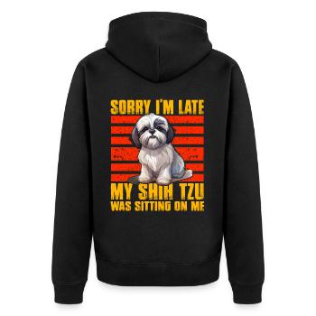 Désolé d’être en retard, mon Shih Tzu était assis sur moi - Veste à capuche bio Premium Unisexe - noir - Dos - Nico (187cm)