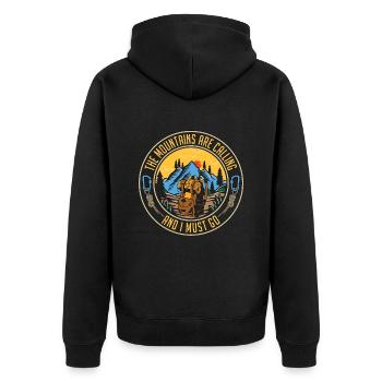 Rock Climbing The Mountains Are Calling Climbing - Unisex Premium Organic Zip Hoodie - black - Back - Nico (187cm)