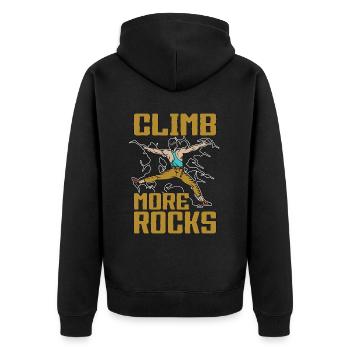 Rock Climbing Climb More Rocks Mountain Climbing - Unisex Premium Bio Zip Hoodie - Schwarz - Hinten - Nico (187cm)