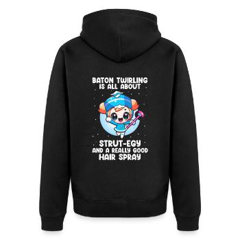 Gymnastik Design für Taktstock drehen - Unisex Premium Bio Zip Hoodie - Schwarz - Hinten - Nico (187cm)