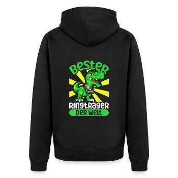 Bester Ringträger der Welt - Unisex Premium Bio Zip Hoodie - Schwarz - Hinten - Nico (187cm)
