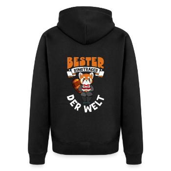 Bester Ringträger der Welt - Unisex Premium Bio Zip Hoodie - Schwarz - Hinten - Nico (187cm)