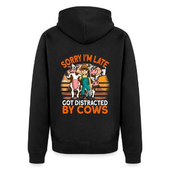 Kühe Landwirte Milchkuh Kuh Geschenk - Unisex Premium Bio Zip Hoodie - Schwarz - Hinten - Nico (187cm)