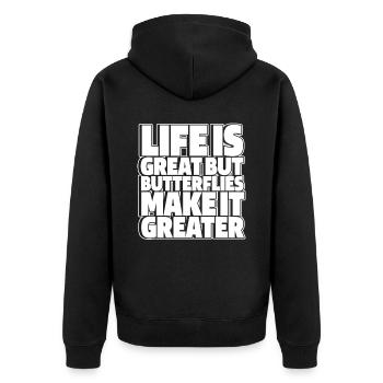 Hobby Gardener Garden Garden Butterflies - Unisex Premium Organic Zip Hoodie - black - Back - Nico (187cm)