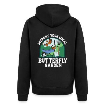 Hobbygärtner Garten Monarch - Unisex Premium Bio Zip Hoodie - Schwarz - Hinten - Nico (187cm)