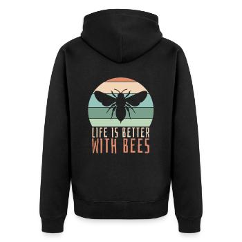 Hobby gardener garden cute garden bees - Unisex Premium Organic Zip Hoodie - black - Back - Nico (187cm)