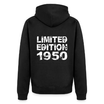 Limited Edition 1950 Geburtstag 1950 Geburtstag - Unisex Premium Bio Zip Hoodie - Schwarz - Hinten - Nico (187cm)