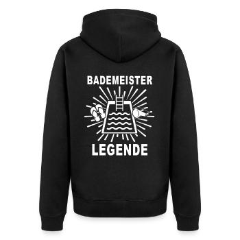 Schwimmmeister - Unisex Premium Bio Zip Hoodie - Schwarz - Hinten - Nico (187cm)